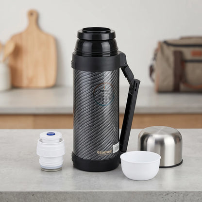 Homex Stainless steel travel vaccum flask – 1.5 Liter | 12 Hours Hot, 24 Hours Cold | Leak Proof Flask