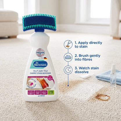 Dr. Beckmann Carpet Stain Remover 650 ml – Brush Applicator | Power Deep Clean for Old Stains, High-Traffic Areas & Odour Neutralising