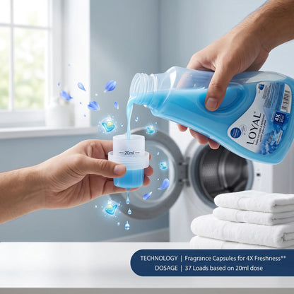 Loyal Fabric Softener & Refresher – Blue Petals, 750ml | Fragrance Capsules Technology | 37 Loads