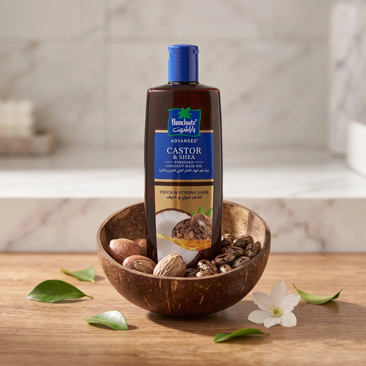 Parachute Advanced Castor & Shea Hair Oil 300 ml – Coconut Enriched | Nourishing Oils | For Thick & Strong Hair