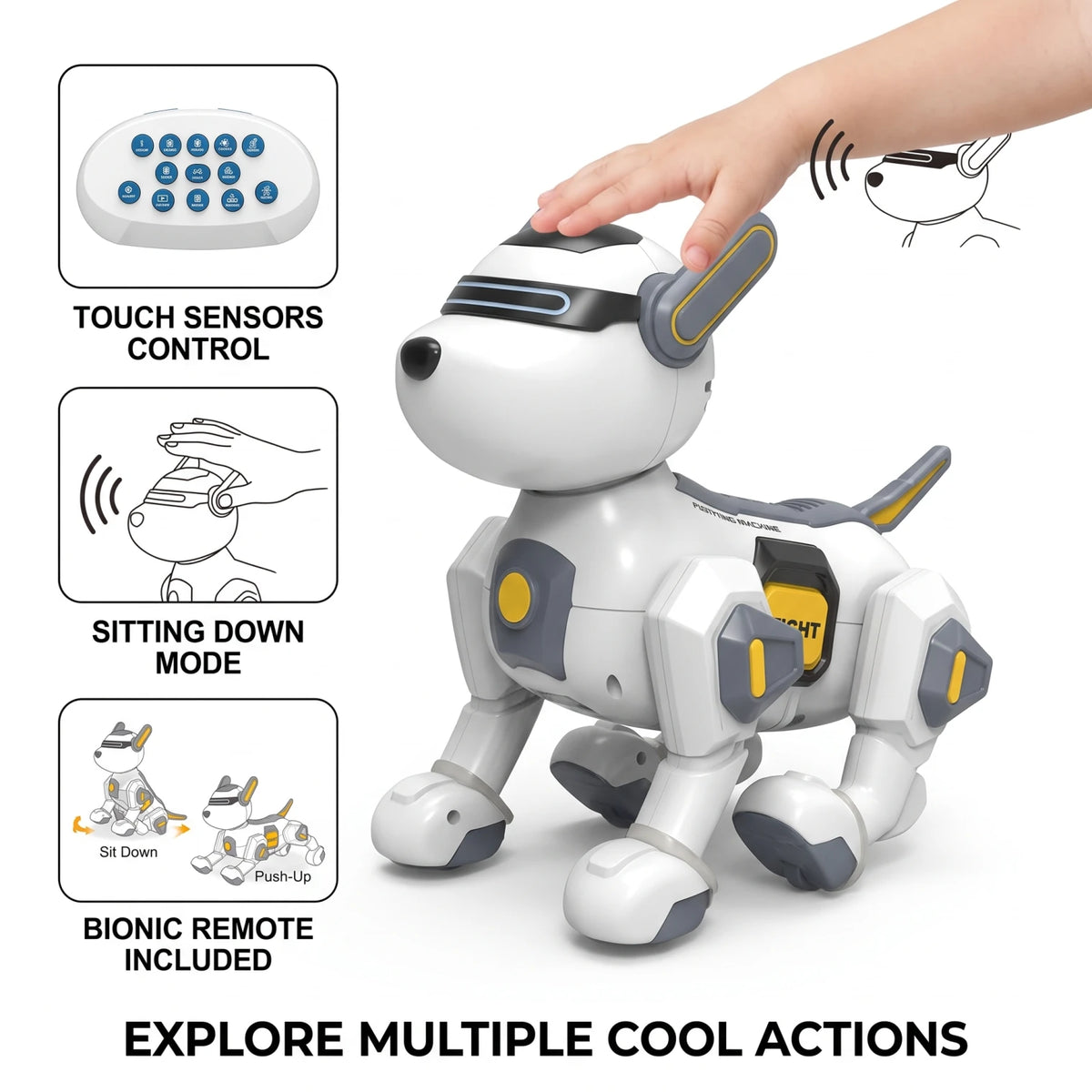 S.X.TOYS ROBOT DOG – Remote-Controlled Robotic Dog Toy | Touch Sensors | Multiple Actions | Sit Down, Push-Up, Upside Down and Fight | Bionic Remote Control