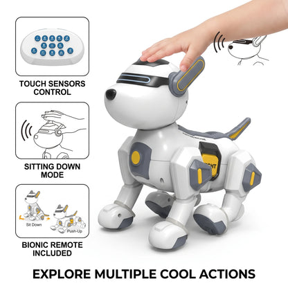 S.X.TOYS ROBOT DOG – Remote-Controlled Robotic Dog Toy | Touch Sensors | Multiple Actions | Sit Down, Push-Up, Upside Down and Fight | Bionic Remote Control