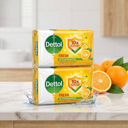 Dettol Fresh Antibacterial Bar Soap – Yellow Citrus Scent with Odour and Germ Protection Claims
