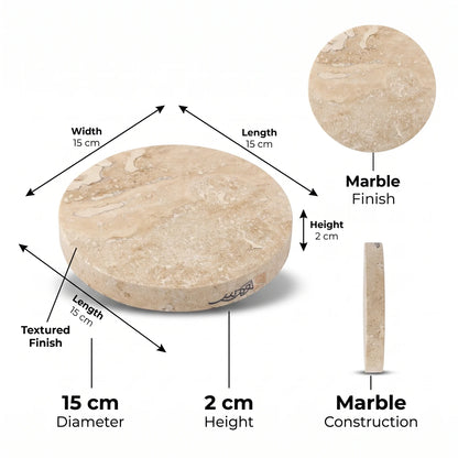 Round Marble Plate – 15 x 15 cm, 2 cm High | Beige and Cream Textured Plate