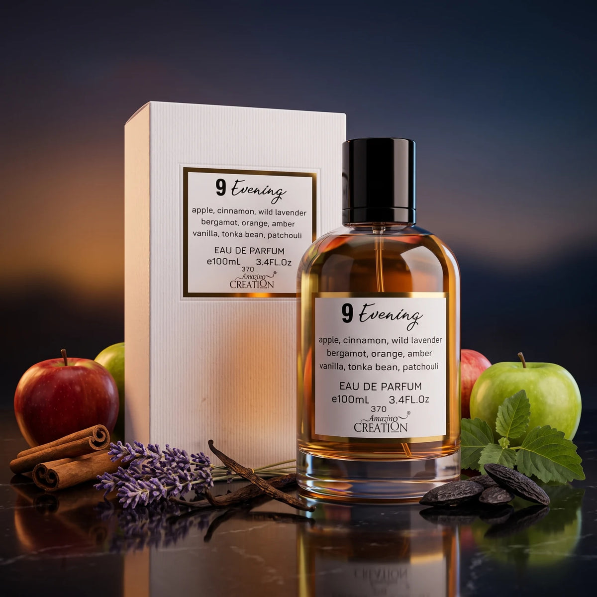 Amazino Creation g Evening Eau de Parfum 100ml – Apple, Cinnamon, Lavender, Amber & Vanilla Scent