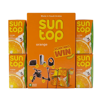 عصير البرتقال Sun Top، عبوة 18 × 125 جم | مشروب بنكهة البرتقال مع فيتامين C | حصص عملية للاستمتاع اليومي