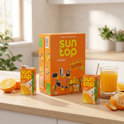 Sun Top Orange Juice 18 x 125 g Pack | Orange Flavour Drink Cartons with Vitamin C | Convenient Juice Portions for Everyday Enjoyment