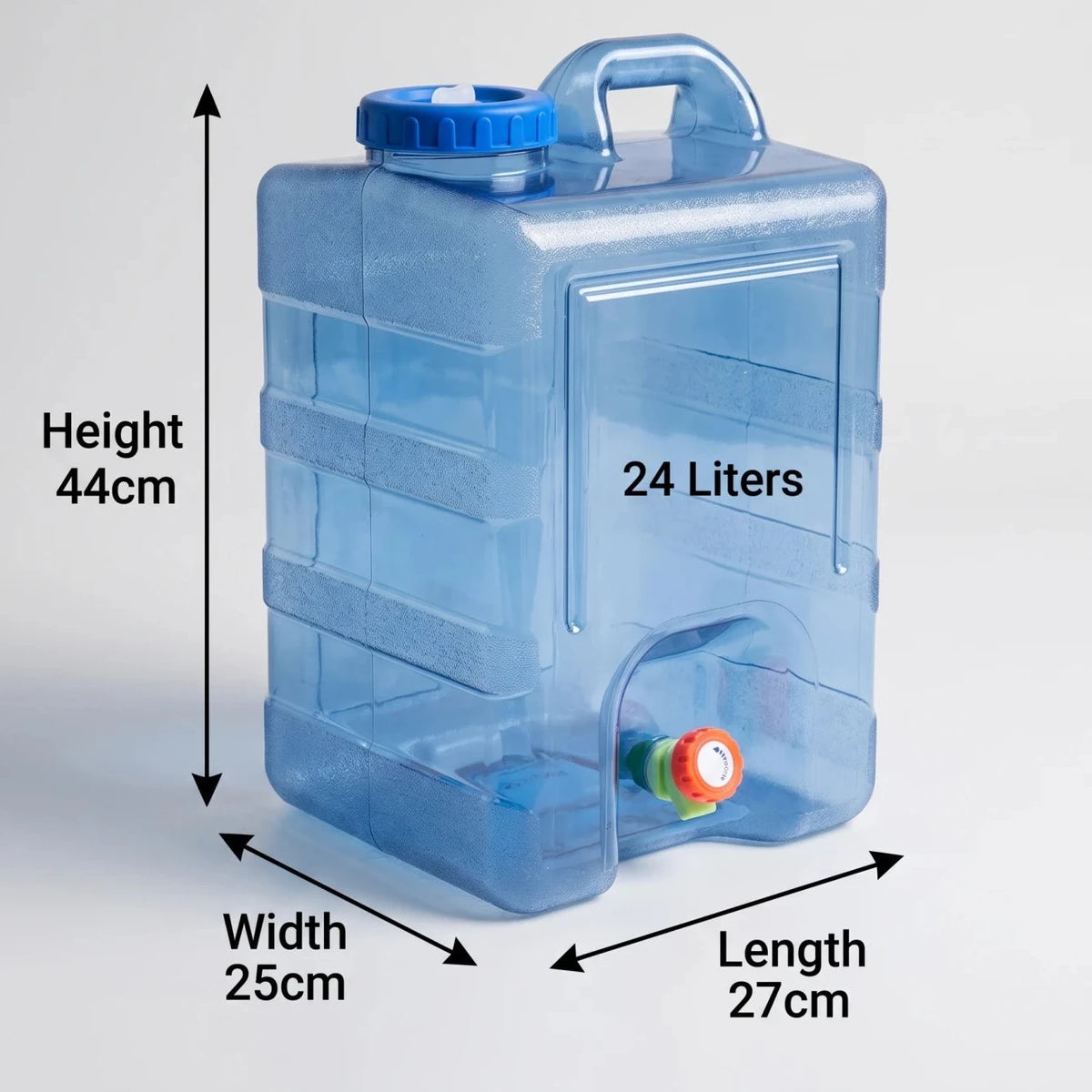 Portable Camping Water Container with Tap – 20 Liters or 24 Liters Blue Plastic Jerry Can with Carry Handle and Screw-On Lid - 24 Liters - Image 2