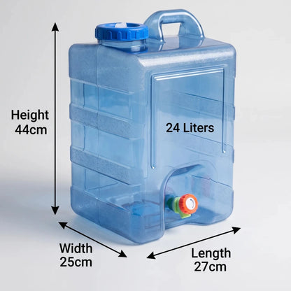 Portable Camping Water Container with Tap – 20 Liters or 24 Liters Blue Plastic Jerry Can with Carry Handle and Screw-On Lid - 24 Liters - Image 2