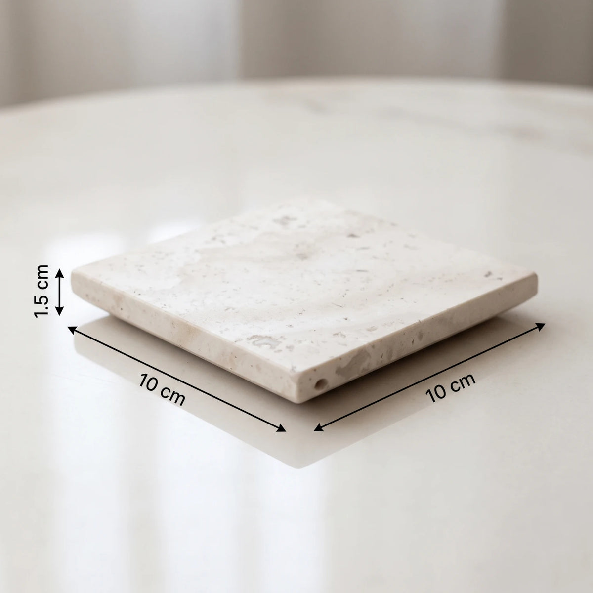 Travertine Stone Tray / Coaster – 10 x 10 x 1.5 cm Square Serving and Decorative Surface