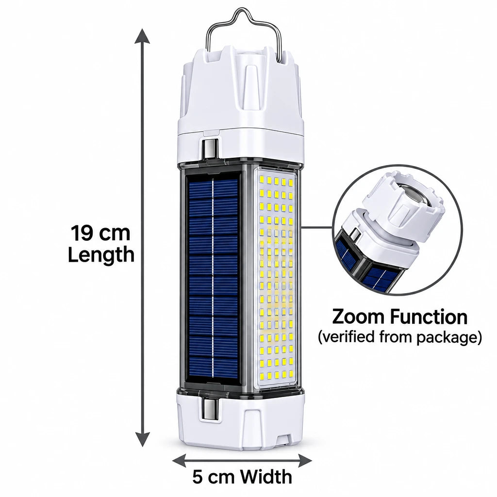 Multifunction flashlight (Solar Powered) – 5 cm Width x 19 cm Length Solar Torch