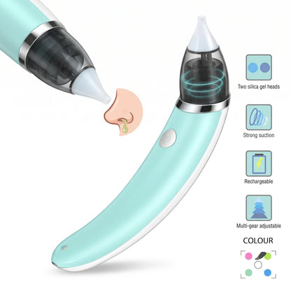 Electric Nasal Aspirator for Children – Handheld Powered Device with Cone-Shaped Nasal Tip and Collection Chamber