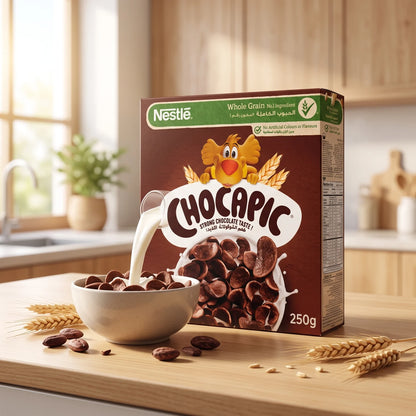 Nestlé CHOCAPIC Chocolate Breakfast Cereal 250g – Whole Grain, Strong Chocolate Taste, No Artificial Colours or Flavours