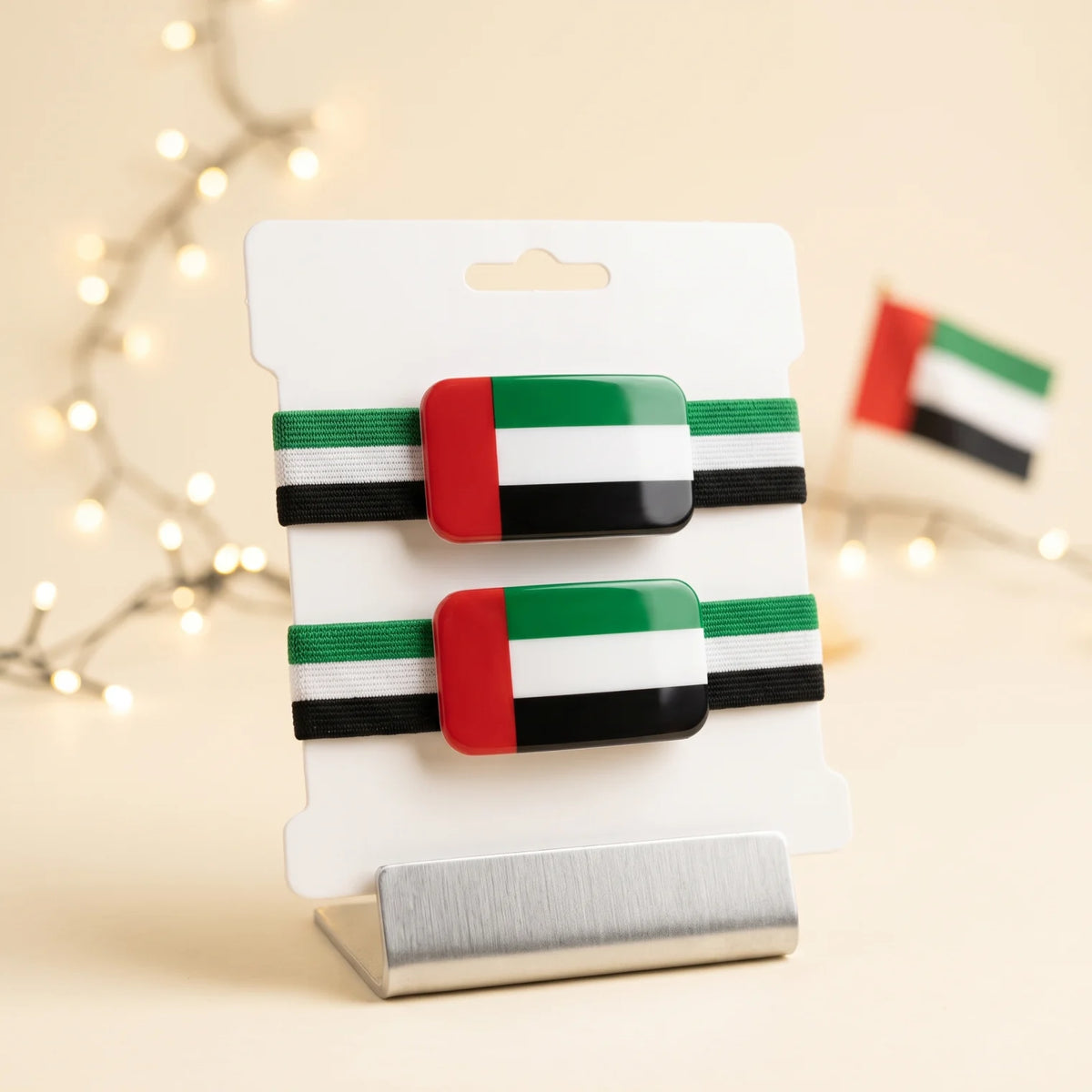 UAE flag lastic wristbands 2 pieces – Multicolour UAE Flag Bangles for National Day and Flag Day