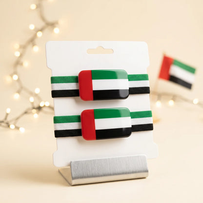 UAE flag lastic wristbands 2 pieces – Multicolour UAE Flag Bangles for National Day and Flag Day