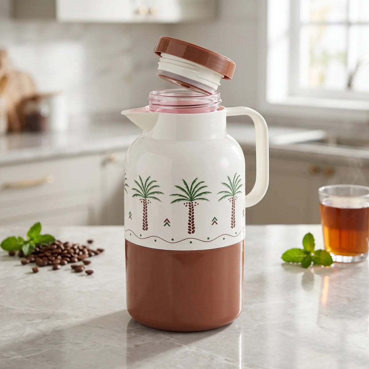 Legend Vacuum Flask 2.0 Liters – Leak-Proof Tea and Coffee Flask with Pink Glass Interior