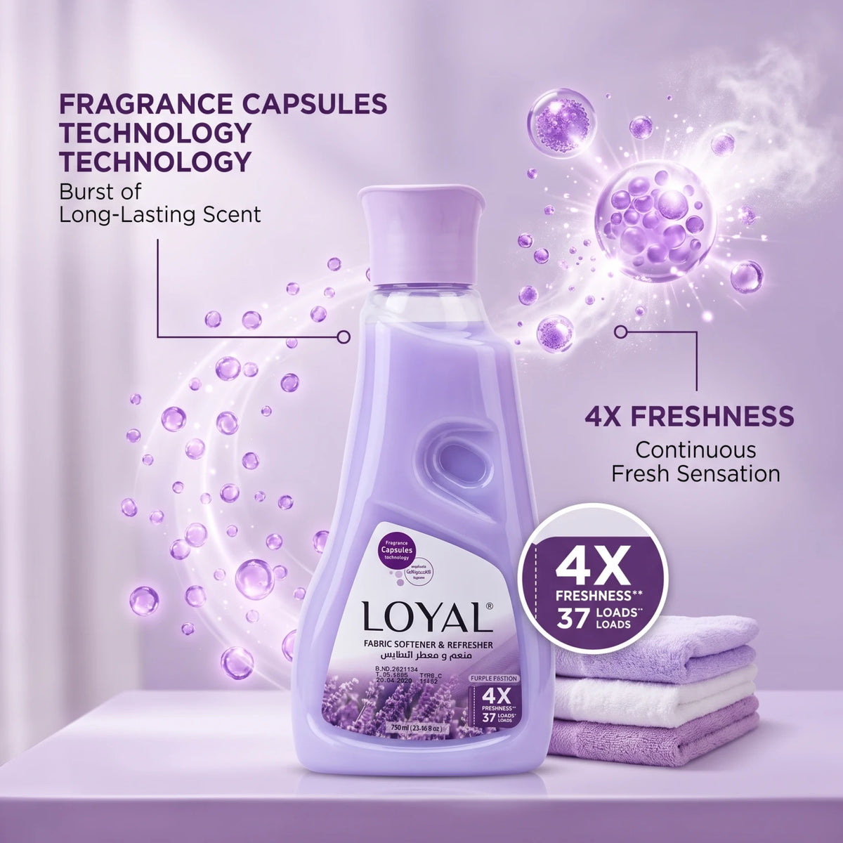 LOYAL Fabric Softener & Refresher Purple Passion 750ml | Fragrance Capsules Technology | 4X Freshness | 37 Loads