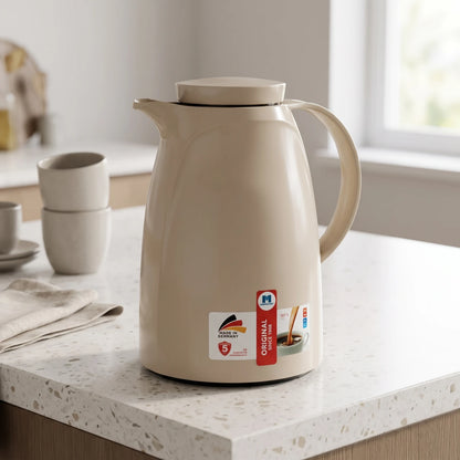 Markutec German-Made Beige Vaccum Flask 1.5 Litre | Leak-Proof Tea and Coffee Carafe | Keeps Drinks Hot or Cold