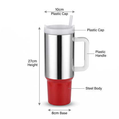 Steel Cylindrical Handled Countertop Vessel – 27cm Height | 10cm Plastic Cap | 8cm Base | Plastic Handle