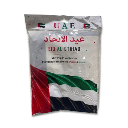 UAE Flag 90 CM x 150 Cm – National Flag Design in Red, Green, White and Black with Decorative Heart Motifs for Proud Display