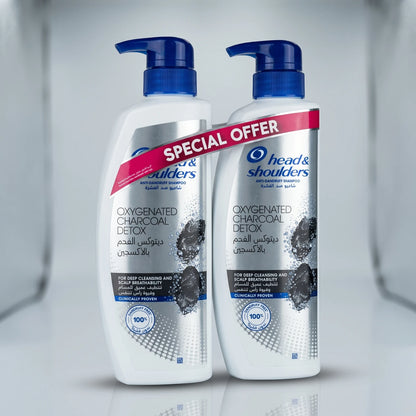 Head & Shoulders Oxygenated Charcoal Detox Anti-Dandruff Shampoo, 2-Piece Set | Deep Cleansing & Scalp Breathability