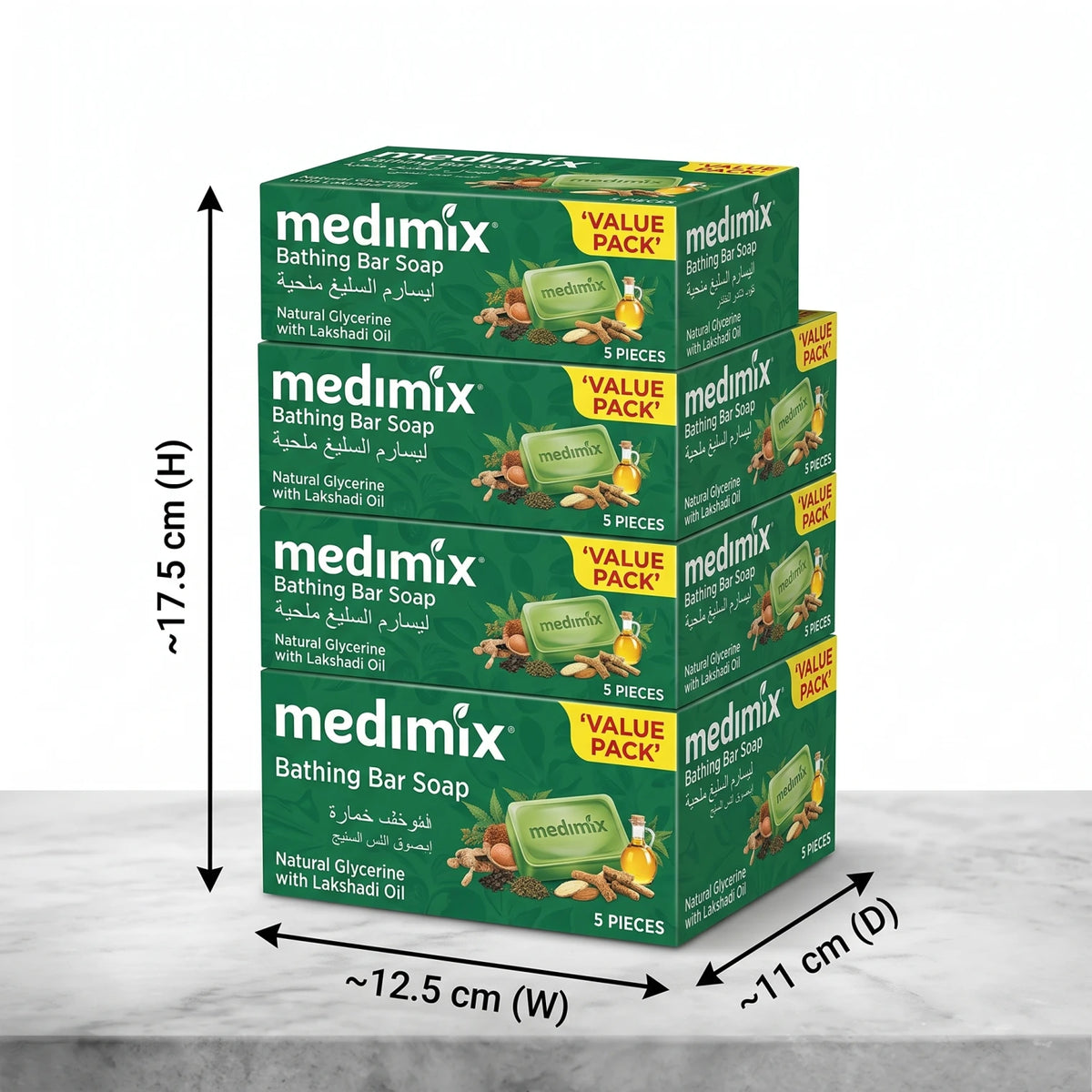 medimix Bathing Bar Soap 5 x 125 g – Natural Glycerine with Lakshadi Oil | Ayurvedic Value Pack