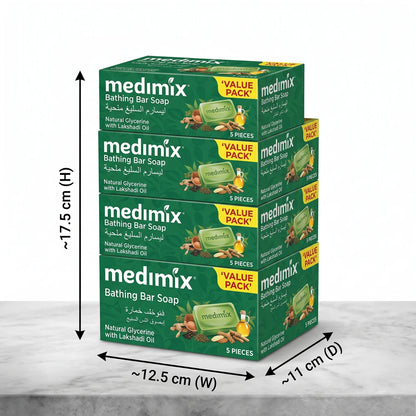 medimix Bathing Bar Soap 5 x 125 g – Natural Glycerine with Lakshadi Oil | Ayurvedic Value Pack