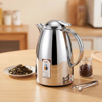 Regal Stainless Steel Vacuum Flask – Mirror Finish Chrome | 12-Hour Hot, 24-Hour Cold Tea & Coffee Server - Silver / 1.0 Liter - Image 2