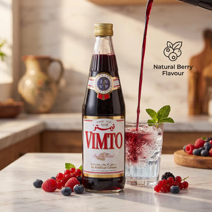 Vimto Fruit Cordial 680 ML Glass Bottle – No Artificial Colours, Screw Cap, Fruit Cordial Beverage