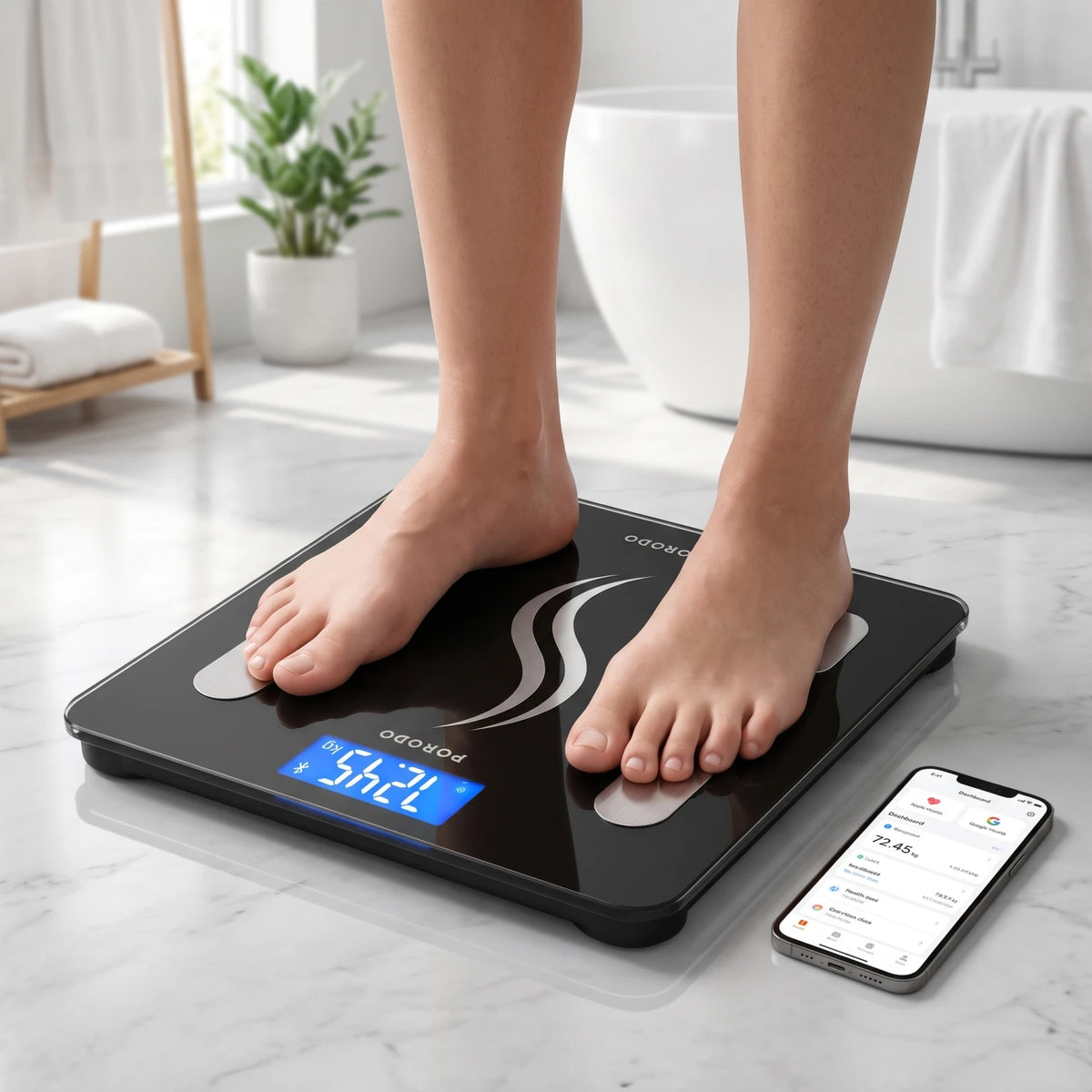 PORODO SOMAFIT SYNC Smart Bluetooth Body Scale – 180kg Capacity | 17 Body Metrics | Digital Display | Apple & Google Health Sync