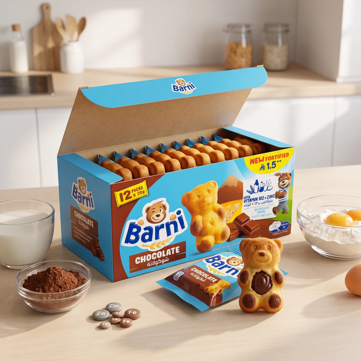 Bambi Chocolate Snack Cake Multipack – 12 x 20g | Iron, Vitamin B12 & Zinc Fortified | No Artificial Colors