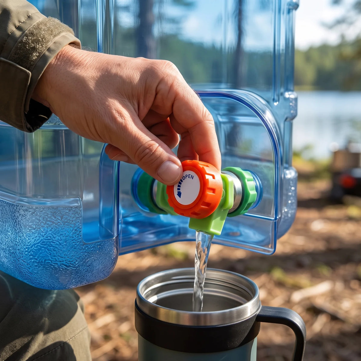 Portable Camping Water Container with Tap – 20 Liters or 24 Liters Blue Plastic Jerry Can with Carry Handle and Screw-On Lid - 20 Liters - Image 3