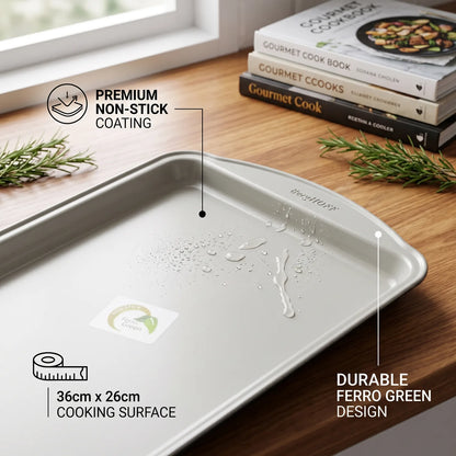 Bergner Non-Stick Oven Tray 36 x 26 x 2 cm – Rectangular Baking and Roasting Tray for Everyday Kitchen Use