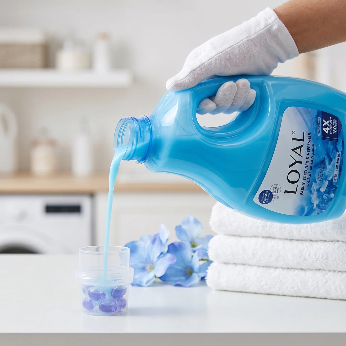 Loyal Fabric Softener & Refresher – Blue Petals, 3 Liters | Fragrance Capsules Technology | 4X Freshness | 150 Washes