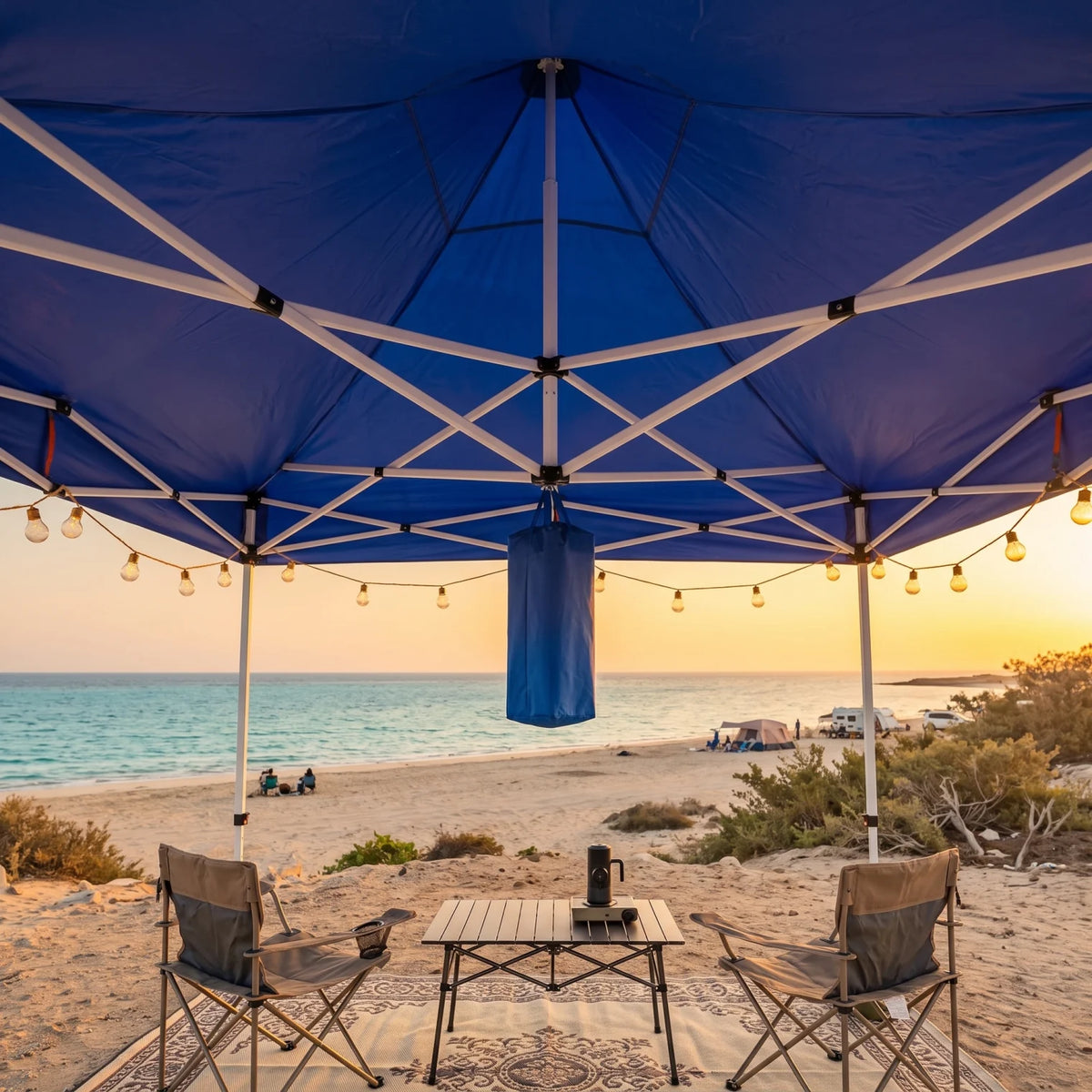 Portable Blue Pop-Up Outdoor Camping Canopy Tent 300 x 300 x 290cm | Folding Frame, Peaked Roof, Open-Sided Shelter