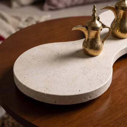 Natural Travertine Stone Two Dallah Stand – 4 x 18 x 45 cm | Two-Piece Dallah Serving Display Base