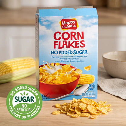 Happy Flakes CORN FLAKES 270 g – No Added Sugar, No Artificial Colours or Flavours Breakfast Cereal