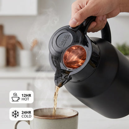 Regal Vaccum Jug 1.3 Liters – Matte Black Stainless Steel | Leak-Proof Tea and Coffee Beverage Jug