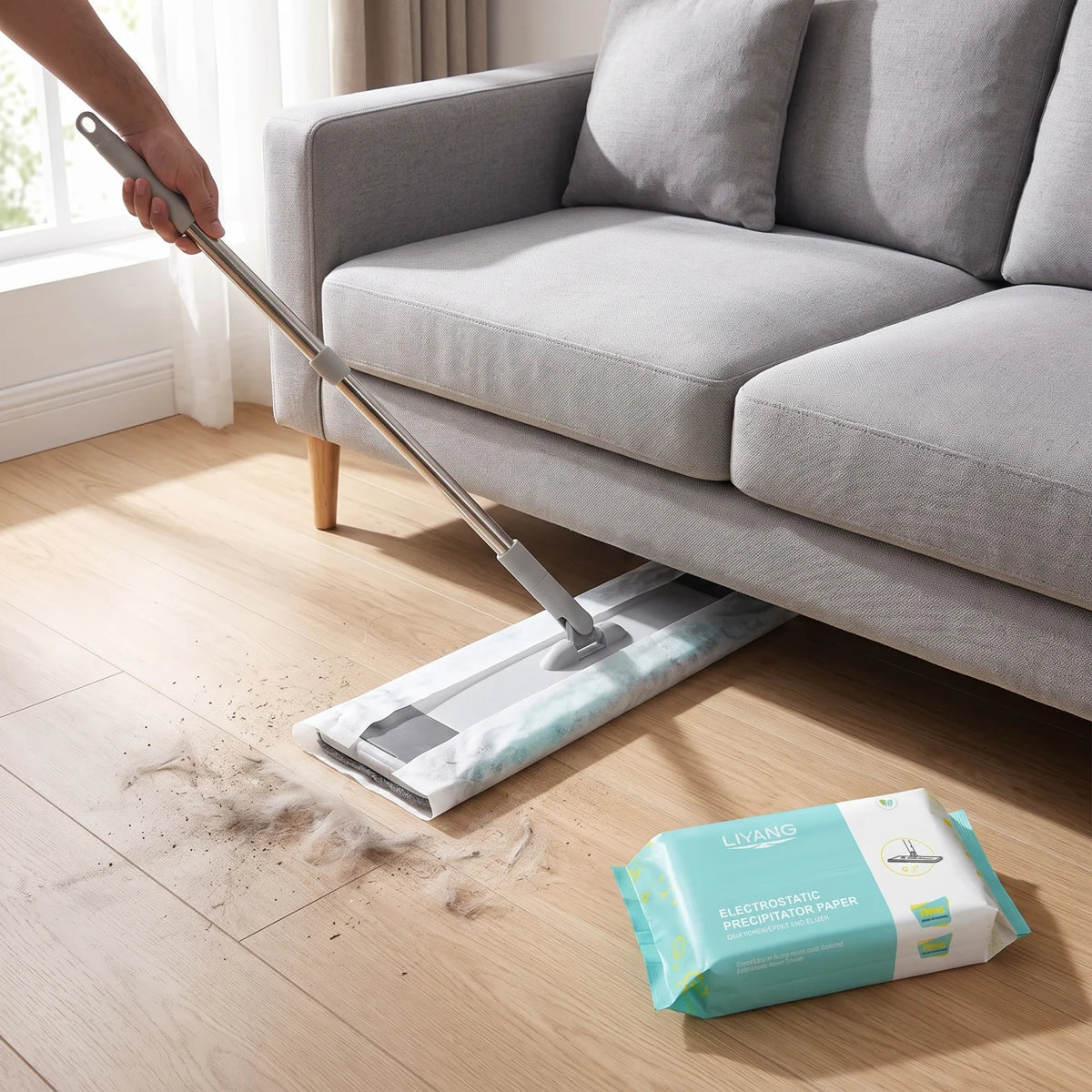 LIYANG ELECTROSTATIC PRECIPITATOR PAPER 30PCS – Disposable Electrostatic Mop Cleaning Sheets for Fast Floor and Sofa-Bottom Dust Removal
