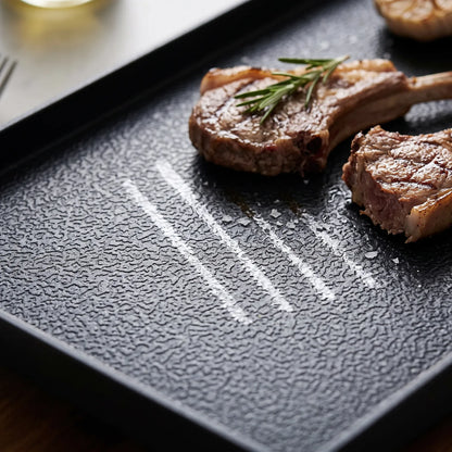 Horizon Aluminium Non-Stick Black BBQ Plate (Long Loaf Plate) – 45 x 24 x 5 cm Rectangular Grill Pan with Raised Rim