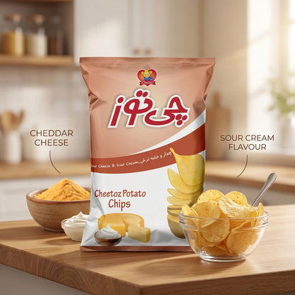 Cheetoz Potato Chips 140 grams – Cheese & Sour Cream Flavour, Savoury Snack for Everyday Enjoyment