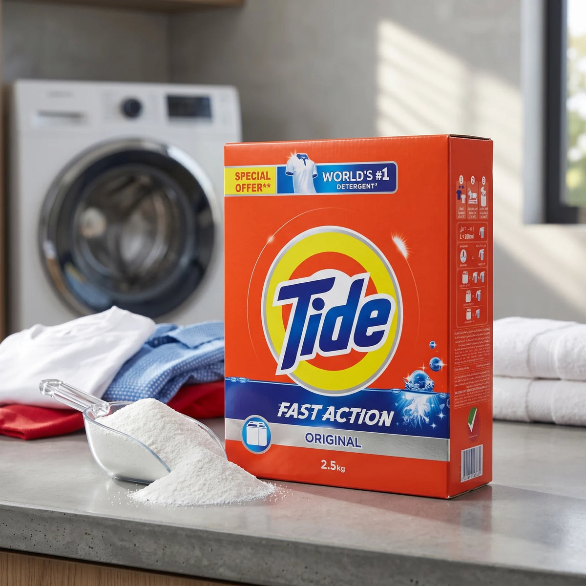 Tide Original Laundry Detergent Powder 2.5 kg | Fast Action Washing Machine Formula
