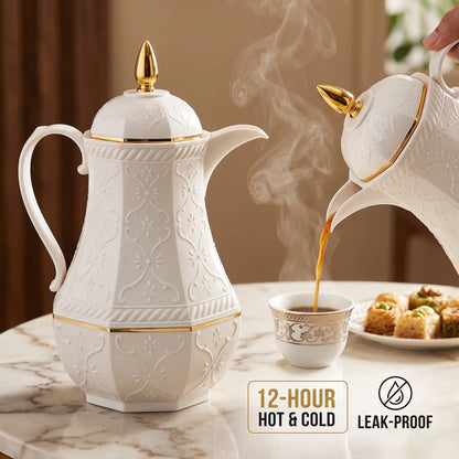 Rose Vacuum Flask 0.6 Liter – 12-Hour Hot and Cold Insulation | Leak-Proof Flask for Tea, Coffee and Arabic Coffee