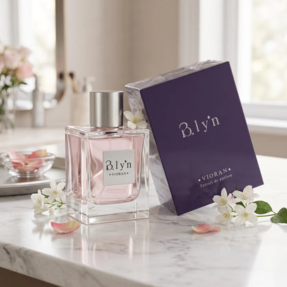 VIORAN B.lyn Perfume 60 ML – Pale Pink Fragrance in a Square Bottle with Silver-Coloured Cap