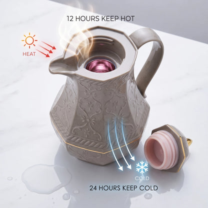 Rose Dark Grey Premium Vaccum Flask 0.6 Liter – Plastic Body | Leak Proof | 12-Hour Hot, 24-Hour Cold | Tea & Coffee