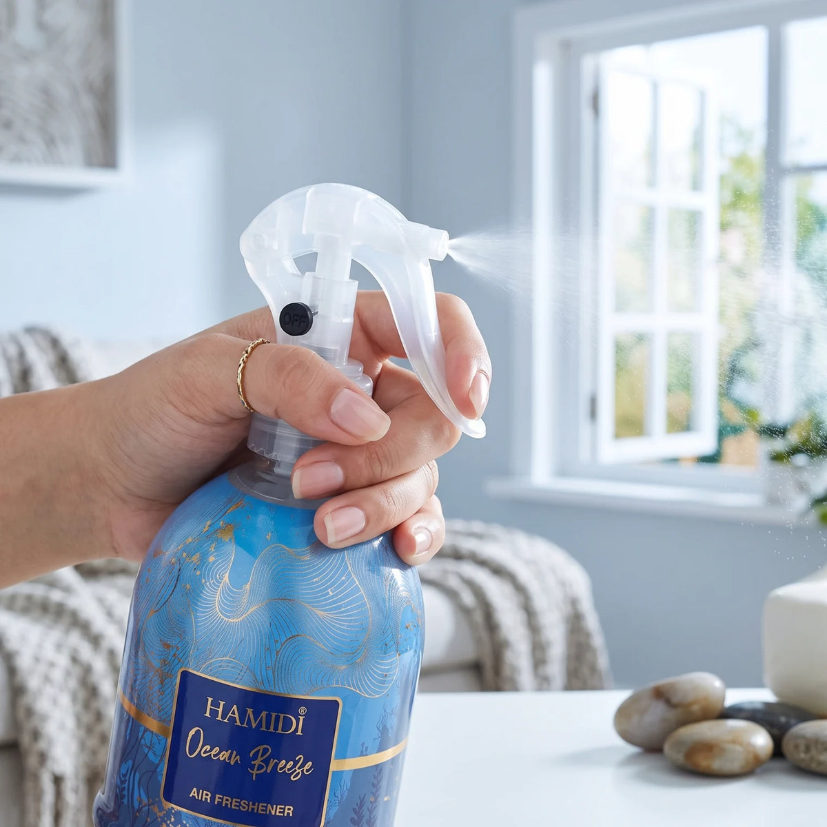 HAMIDI Ocean Breeze 500 ML Air Freshener Spray – Trigger Bottle, Ocean Breeze Scent for Everyday Space Freshening