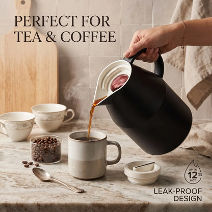 Parati Vacuum Flask 1.0 Liter – Leak-Proof Tea & Coffee Flask | 12 Hours Hot, 24 Hours Cold | Pink Glass Interior