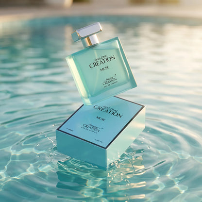 Amazing Creation MUSE Eau de Parfum – Turquoise Rectangular Bottle with Silver-Coloured Cap