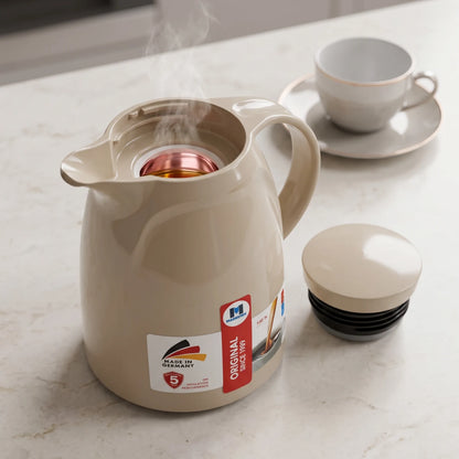 Markutec German-Made Vacuum Flask 0.36 L Beige | Leak-Proof Tea and Coffee Flask | Keeps Drinks Hot 12 Hours and Cold 24 Hours