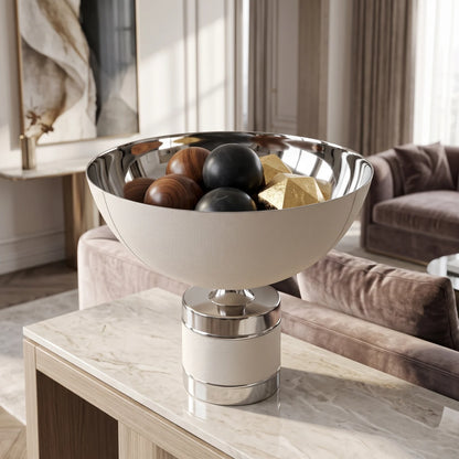 Decorative Metal Bowl with Base – 32 × 36 × 36 cm | Tabletop Display Accent